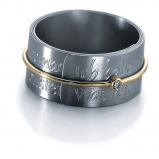 Titan Textbandring, Ringschiene Gelbgold, Brillant