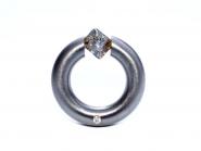 Titanring mit Rohdiamant und Brillant