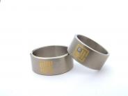 Trauringe tauschiertes Titan, Gold, Brillant